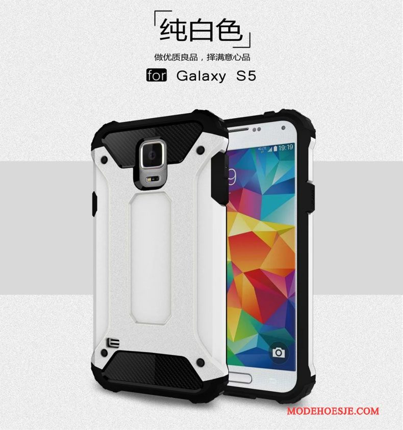 Hoesje Samsung Galaxy S5 Metaal Zilver Anti-fall, Hoes Samsung Galaxy S5 Zakken Drie Verdedigingen Gasbag