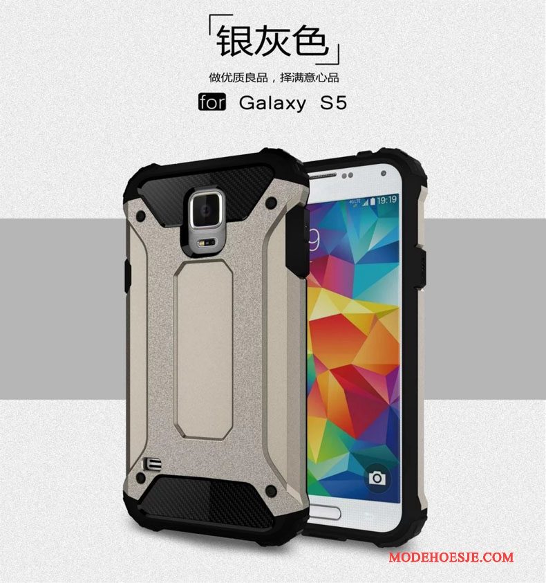 Hoesje Samsung Galaxy S5 Metaal Zilver Anti-fall, Hoes Samsung Galaxy S5 Zakken Drie Verdedigingen Gasbag
