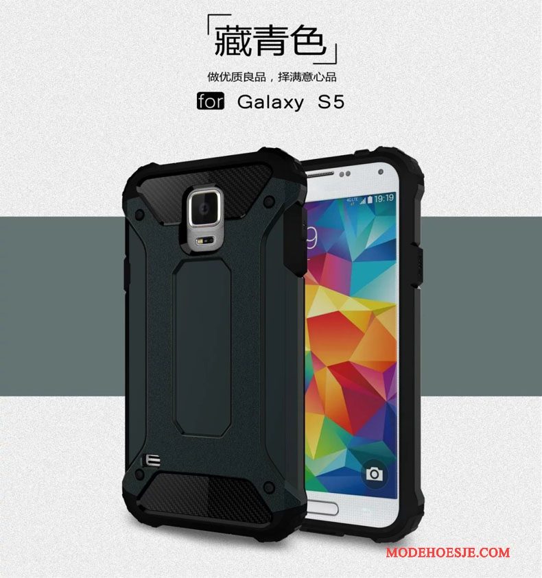 Hoesje Samsung Galaxy S5 Metaal Zilver Anti-fall, Hoes Samsung Galaxy S5 Zakken Drie Verdedigingen Gasbag