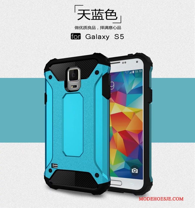 Hoesje Samsung Galaxy S5 Metaal Zilver Anti-fall, Hoes Samsung Galaxy S5 Zakken Drie Verdedigingen Gasbag