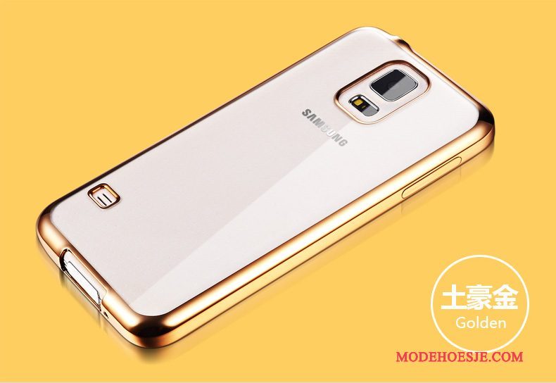 Hoesje Samsung Galaxy S5 Siliconen Anti-fall Goud, Hoes Samsung Galaxy S5 Zacht Dun Nieuw