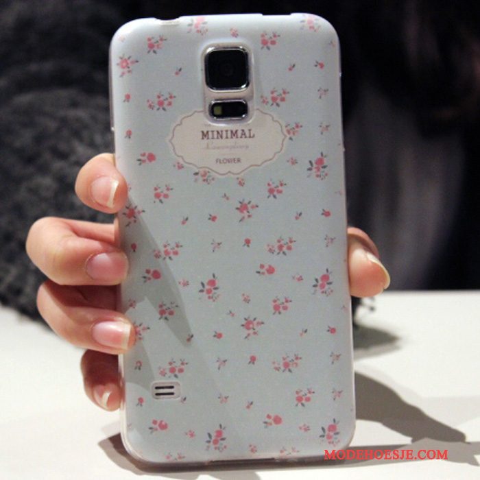 Hoesje Samsung Galaxy S5 Siliconen Lichtblauwtelefoon, Hoes Samsung Galaxy S5 Zacht Anti-fall