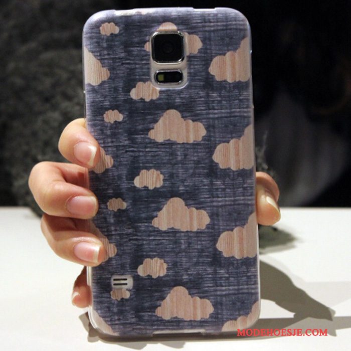 Hoesje Samsung Galaxy S5 Siliconen Lichtblauwtelefoon, Hoes Samsung Galaxy S5 Zacht Anti-fall