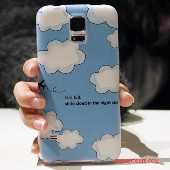 Hoesje Samsung Galaxy S5 Siliconen Lichtblauwtelefoon, Hoes Samsung Galaxy S5 Zacht Anti-fall