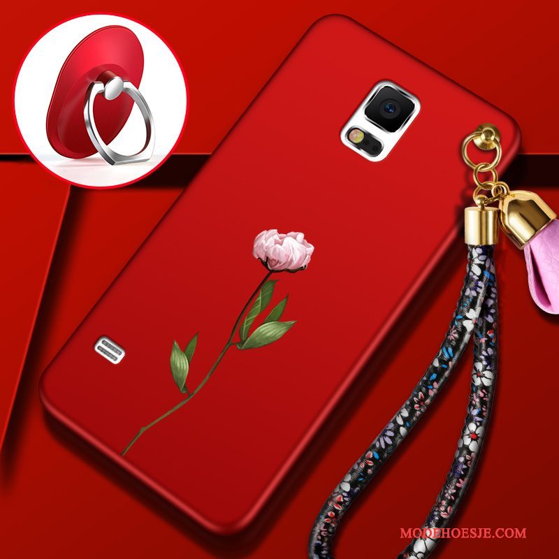 Hoesje Samsung Galaxy S5 Siliconen Rood Anti-fall, Hoes Samsung Galaxy S5 Zacht Trendtelefoon