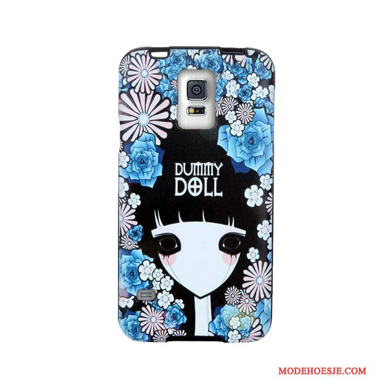 Hoesje Samsung Galaxy S5 Spotprent Skärmskydd Trend, Hoes Samsung Galaxy S5 Zacht Telefoon Wit