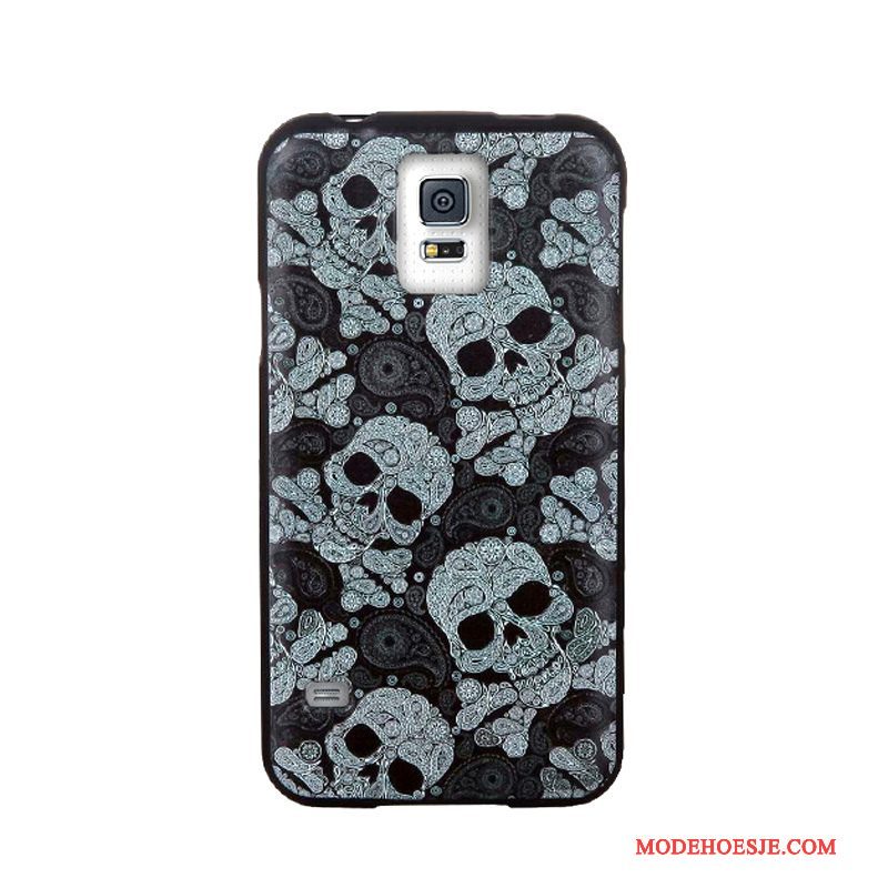 Hoesje Samsung Galaxy S5 Spotprent Skärmskydd Trend, Hoes Samsung Galaxy S5 Zacht Telefoon Wit