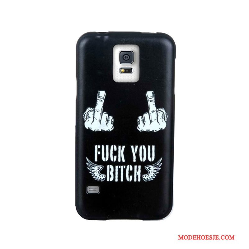 Hoesje Samsung Galaxy S5 Spotprent Skärmskydd Trend, Hoes Samsung Galaxy S5 Zacht Telefoon Wit