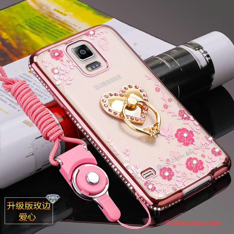 Hoesje Samsung Galaxy S5 Zacht Anti-fall Hanger, Hoes Samsung Galaxy S5 Siliconen Telefoon Goud