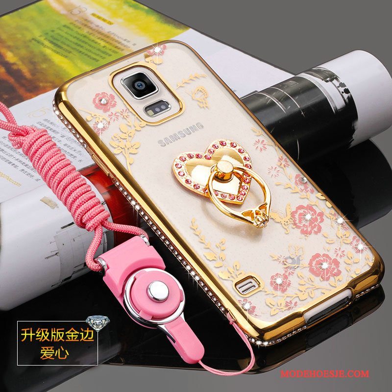 Hoesje Samsung Galaxy S5 Zacht Anti-fall Hanger, Hoes Samsung Galaxy S5 Siliconen Telefoon Goud