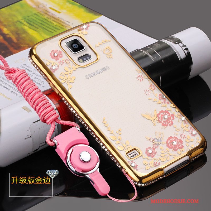 Hoesje Samsung Galaxy S5 Zacht Anti-fall Hanger, Hoes Samsung Galaxy S5 Siliconen Telefoon Goud