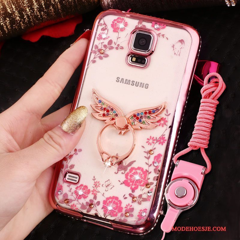 Hoesje Samsung Galaxy S5 Zakken Telefoon Blauw, Hoes Samsung Galaxy S5 Siliconen Hanger Anti-fall