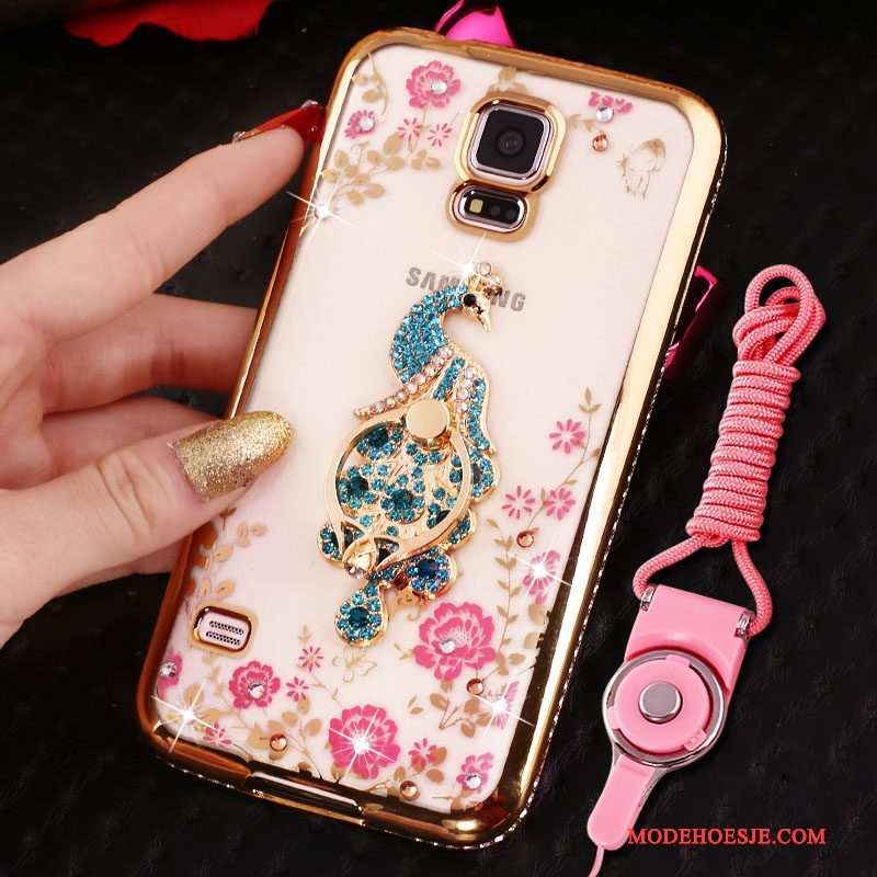 Hoesje Samsung Galaxy S5 Zakken Telefoon Blauw, Hoes Samsung Galaxy S5 Siliconen Hanger Anti-fall