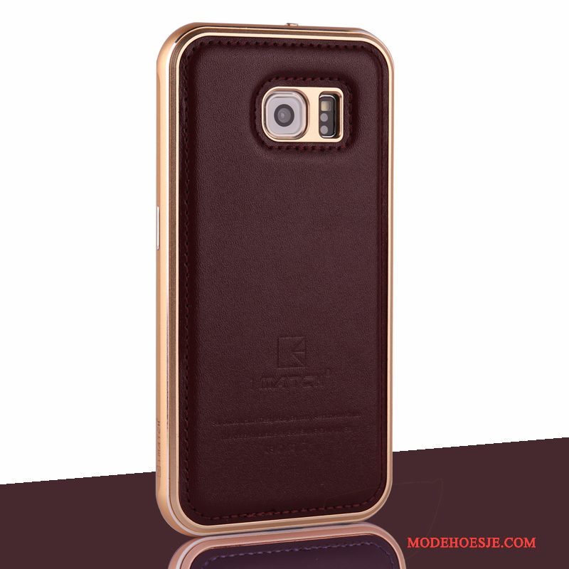 Hoesje Samsung Galaxy S6 Bescherming Telefoon Grijs, Hoes Samsung Galaxy S6 Leer Omlijsting