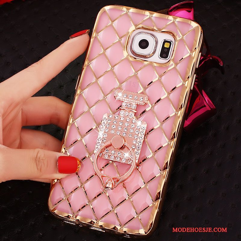 Hoesje Samsung Galaxy S6 Edge Bescherming Goud Dun, Hoes Samsung Galaxy S6 Edge Strass Ring