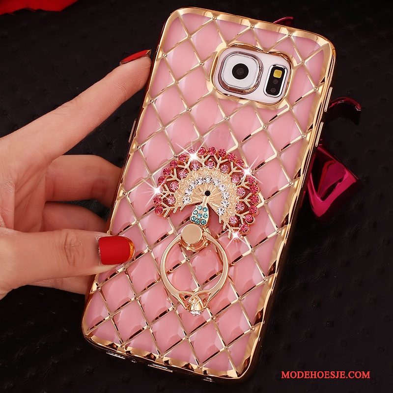 Hoesje Samsung Galaxy S6 Edge Bescherming Goud Dun, Hoes Samsung Galaxy S6 Edge Strass Ring