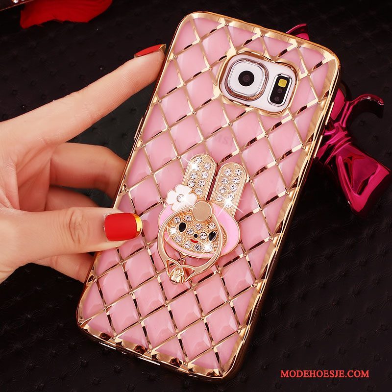 Hoesje Samsung Galaxy S6 Edge Bescherming Goud Dun, Hoes Samsung Galaxy S6 Edge Strass Ring