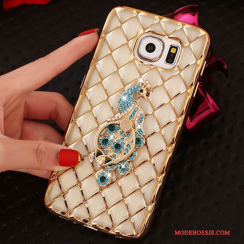 Hoesje Samsung Galaxy S6 Edge Bescherming Goud Dun, Hoes Samsung Galaxy S6 Edge Strass Ring