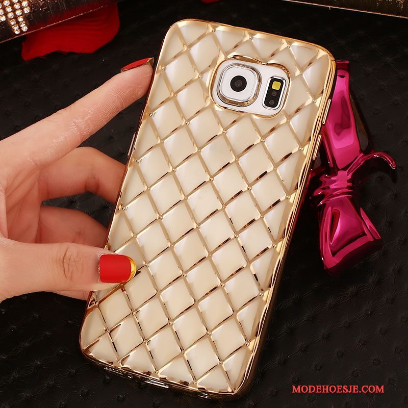 Hoesje Samsung Galaxy S6 Edge Bescherming Goud Dun, Hoes Samsung Galaxy S6 Edge Strass Ring