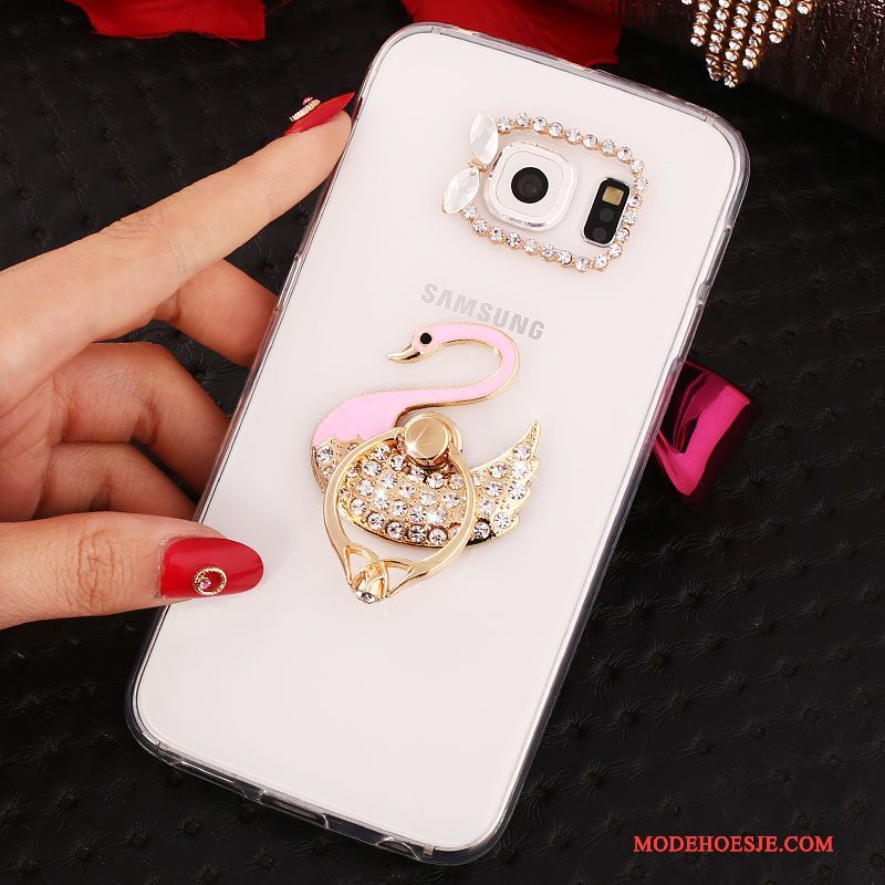 Hoesje Samsung Galaxy S6 Edge + Bescherming Goud Ring, Hoes Samsung Galaxy S6 Edge + Strass