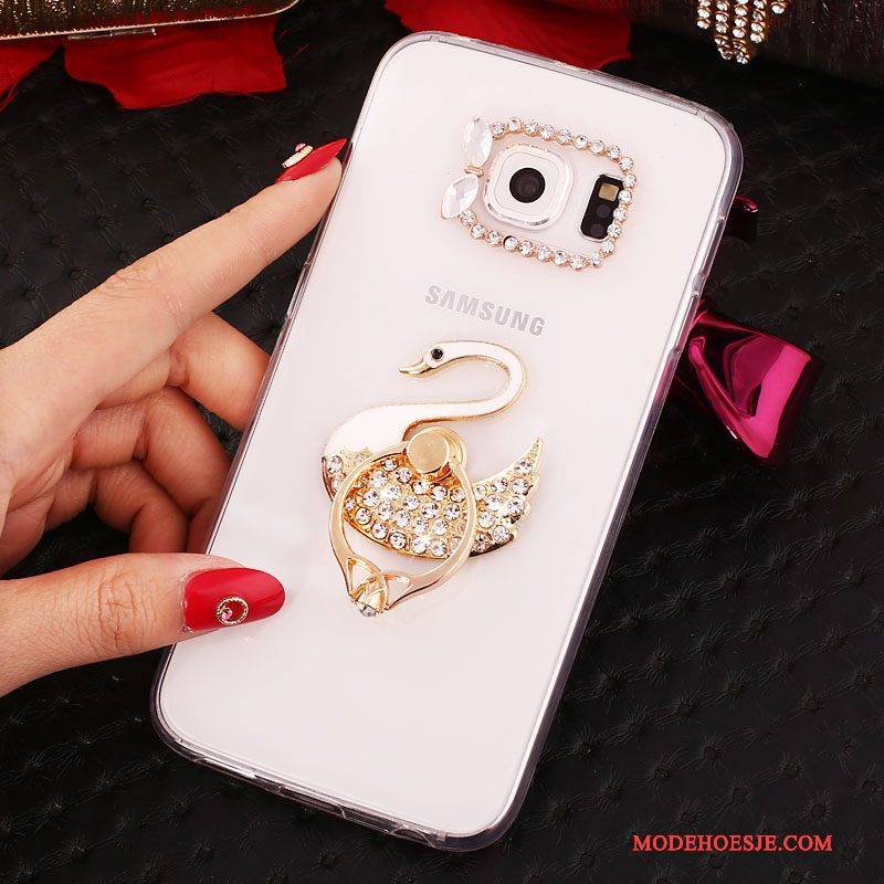 Hoesje Samsung Galaxy S6 Edge + Bescherming Goud Ring, Hoes Samsung Galaxy S6 Edge + Strass