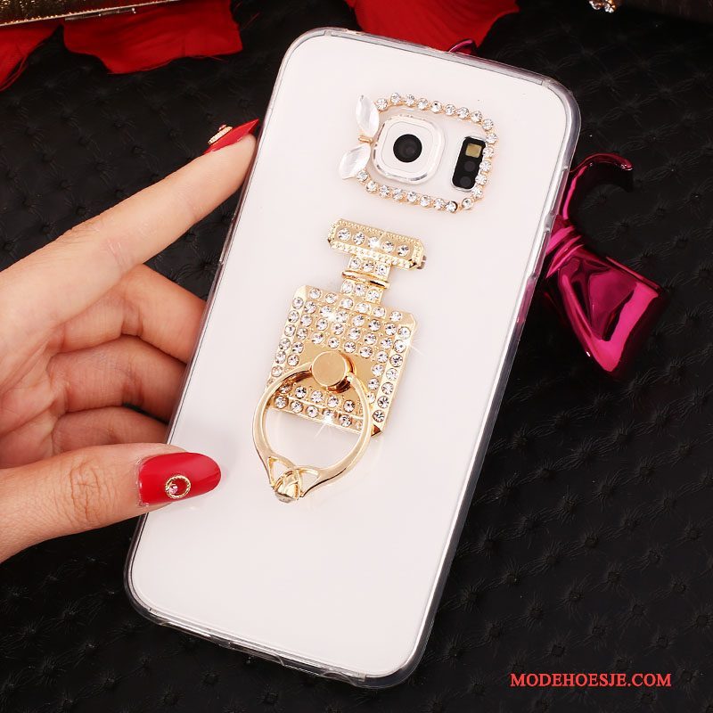 Hoesje Samsung Galaxy S6 Edge + Bescherming Goud Ring, Hoes Samsung Galaxy S6 Edge + Strass