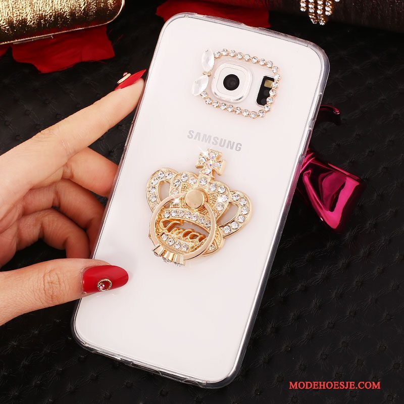 Hoesje Samsung Galaxy S6 Edge + Bescherming Goud Ring, Hoes Samsung Galaxy S6 Edge + Strass