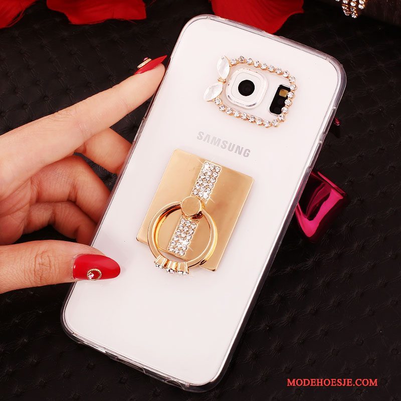 Hoesje Samsung Galaxy S6 Edge + Bescherming Goud Ring, Hoes Samsung Galaxy S6 Edge + Strass