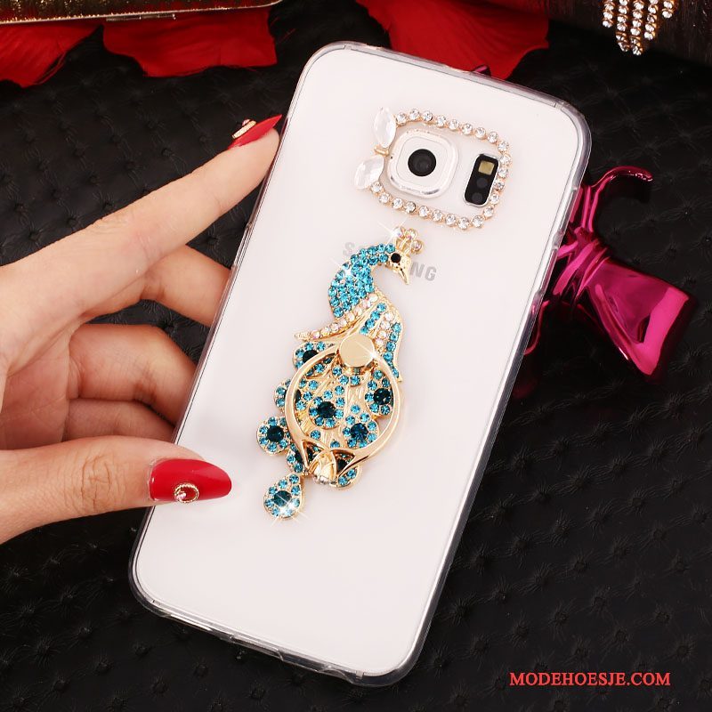 Hoesje Samsung Galaxy S6 Edge + Bescherming Goud Ring, Hoes Samsung Galaxy S6 Edge + Strass