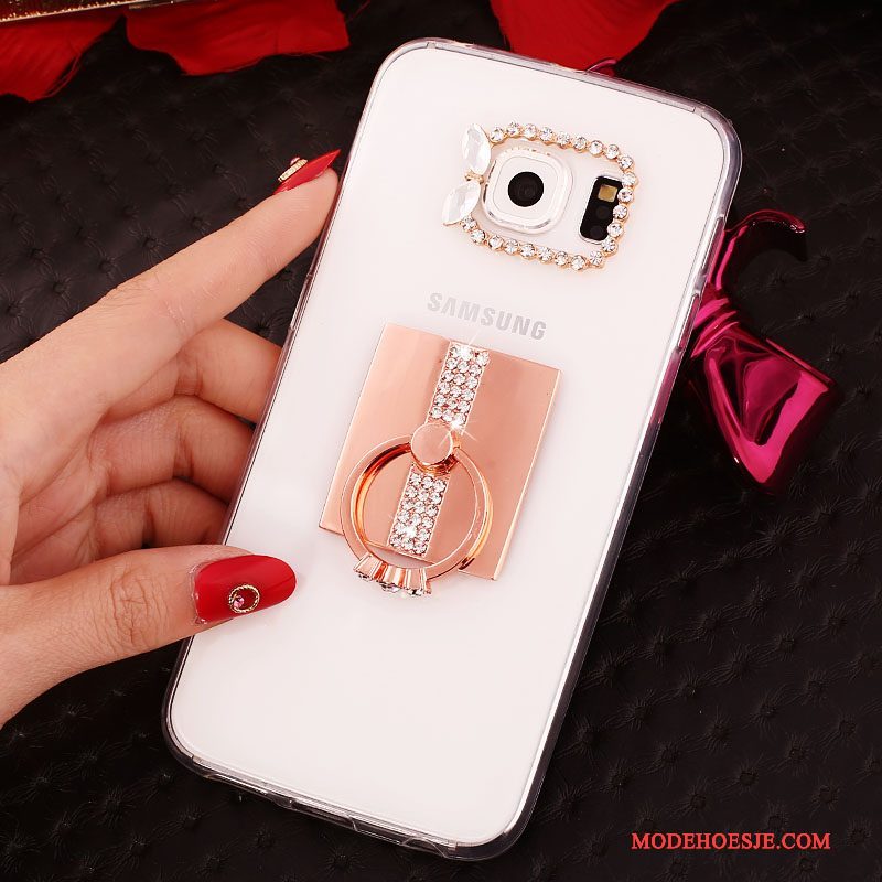 Hoesje Samsung Galaxy S6 Edge + Bescherming Goud Ring, Hoes Samsung Galaxy S6 Edge + Strass