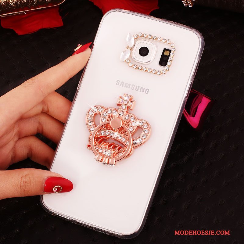 Hoesje Samsung Galaxy S6 Edge + Bescherming Goud Ring, Hoes Samsung Galaxy S6 Edge + Strass