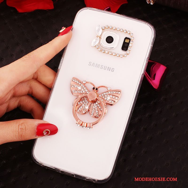 Hoesje Samsung Galaxy S6 Edge + Bescherming Goud Ring, Hoes Samsung Galaxy S6 Edge + Strass