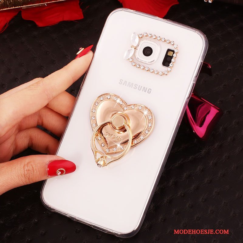 Hoesje Samsung Galaxy S6 Edge + Bescherming Goud Ring, Hoes Samsung Galaxy S6 Edge + Strass