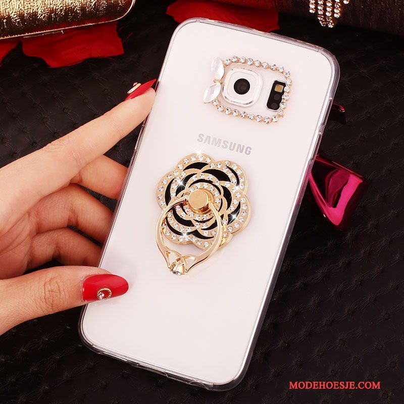 Hoesje Samsung Galaxy S6 Edge + Bescherming Goud Ring, Hoes Samsung Galaxy S6 Edge + Strass