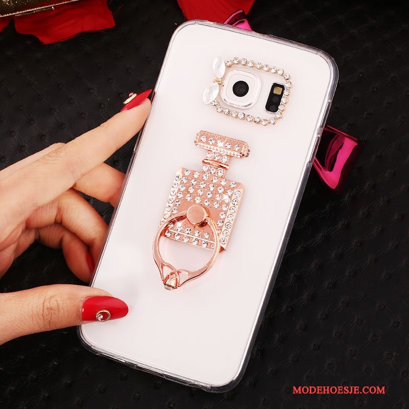 Hoesje Samsung Galaxy S6 Edge + Bescherming Goud Ring, Hoes Samsung Galaxy S6 Edge + Strass