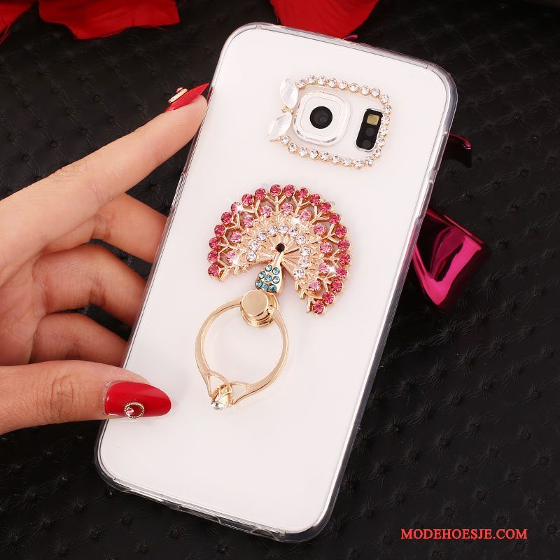 Hoesje Samsung Galaxy S6 Edge + Bescherming Goud Ring, Hoes Samsung Galaxy S6 Edge + Strass