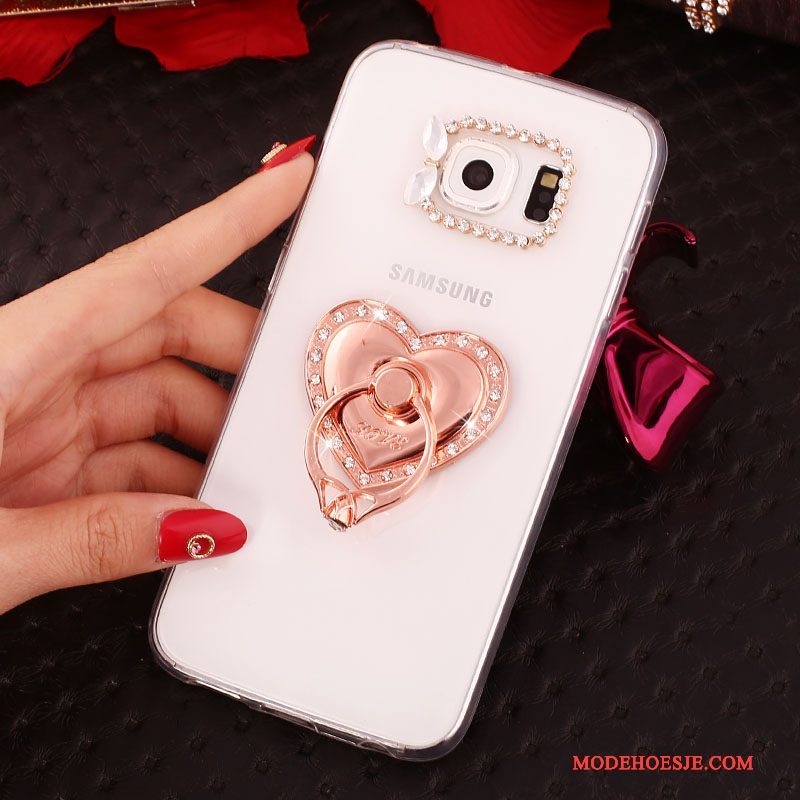 Hoesje Samsung Galaxy S6 Edge + Bescherming Goud Ring, Hoes Samsung Galaxy S6 Edge + Strass