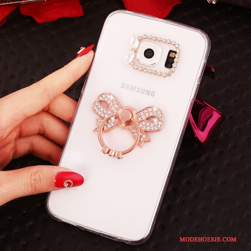 Hoesje Samsung Galaxy S6 Edge + Bescherming Goud Ring, Hoes Samsung Galaxy S6 Edge + Strass