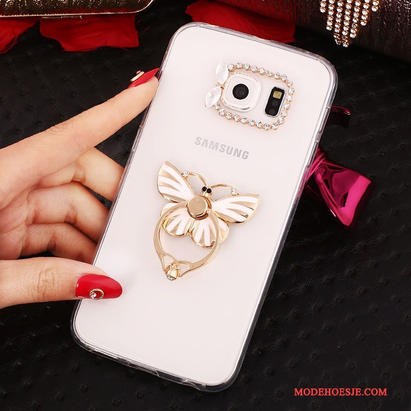 Hoesje Samsung Galaxy S6 Edge + Bescherming Goud Ring, Hoes Samsung Galaxy S6 Edge + Strass