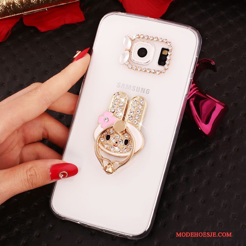 Hoesje Samsung Galaxy S6 Edge + Bescherming Goud Ring, Hoes Samsung Galaxy S6 Edge + Strass