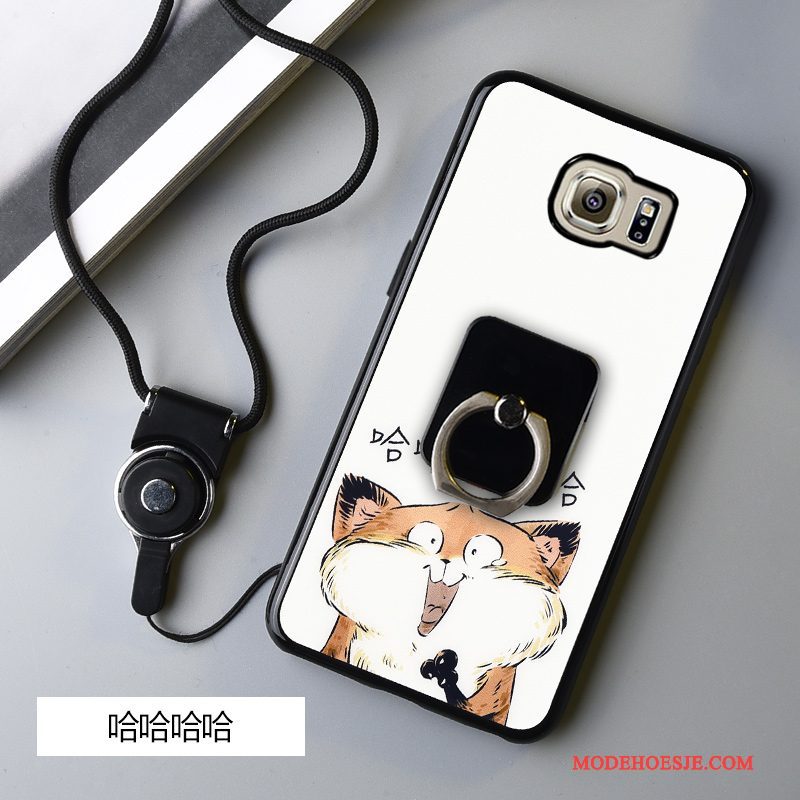 Hoesje Samsung Galaxy S6 Edge Bescherming Hangertelefoon, Hoes Samsung Galaxy S6 Edge Zacht Anti-fall Zwart