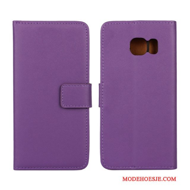 Hoesje Samsung Galaxy S6 Edge Bescherming Patroon Purper, Hoes Samsung Galaxy S6 Edge Leer