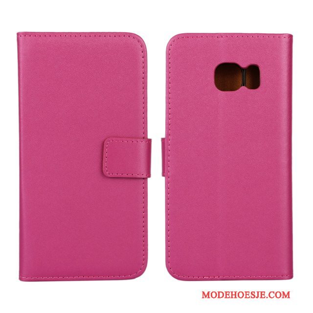 Hoesje Samsung Galaxy S6 Edge Bescherming Patroon Purper, Hoes Samsung Galaxy S6 Edge Leer