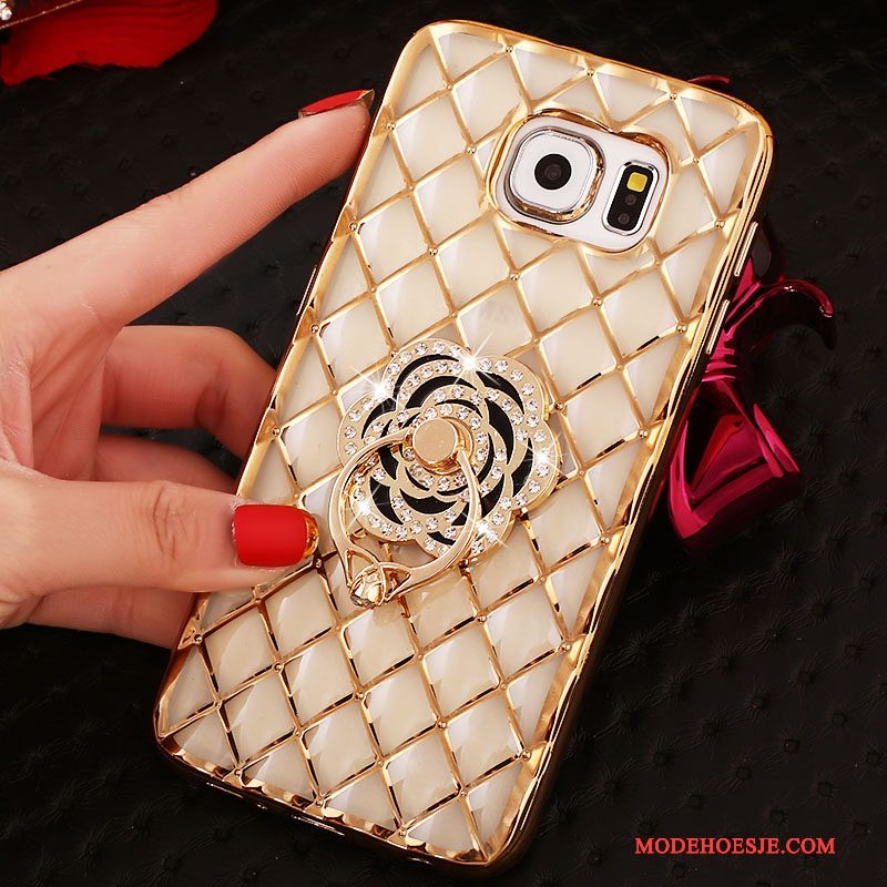 Hoesje Samsung Galaxy S6 Edge + Bescherming Ring Roze, Hoes Samsung Galaxy S6 Edge + Strass