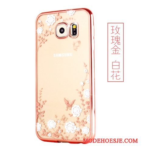 Hoesje Samsung Galaxy S6 Edge + Bescherming Telefoon Ring, Hoes Samsung Galaxy S6 Edge + Zacht Goud