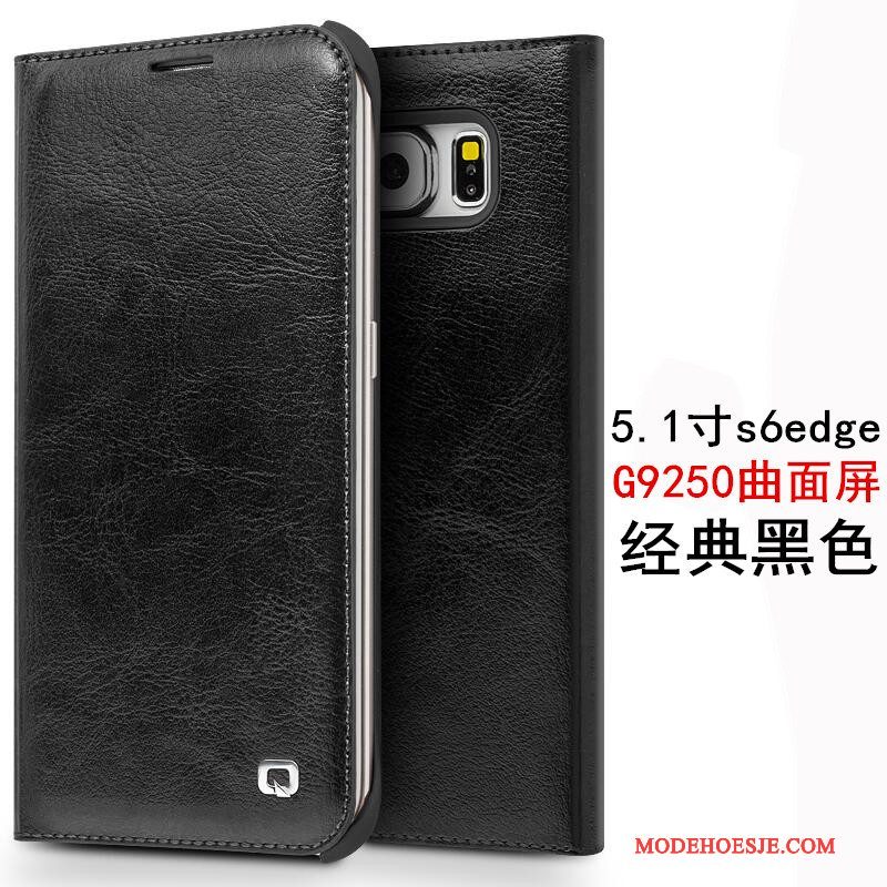 Hoesje Samsung Galaxy S6 Edge Leer Telefoon Anti-fall, Hoes Samsung Galaxy S6 Edge Folio