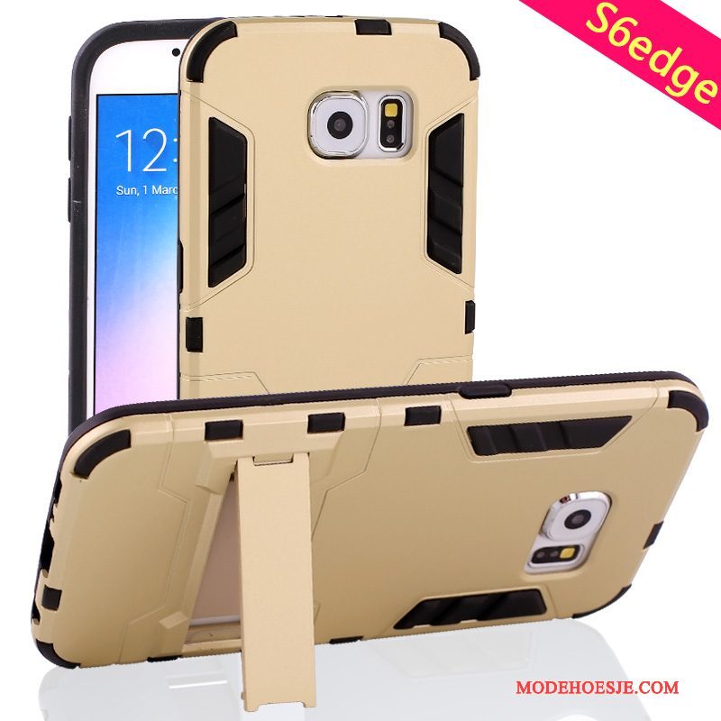 Hoesje Samsung Galaxy S6 Edge Scheppend Goud Anti-fall, Hoes Samsung Galaxy S6 Edge Ondersteuning Telefoon