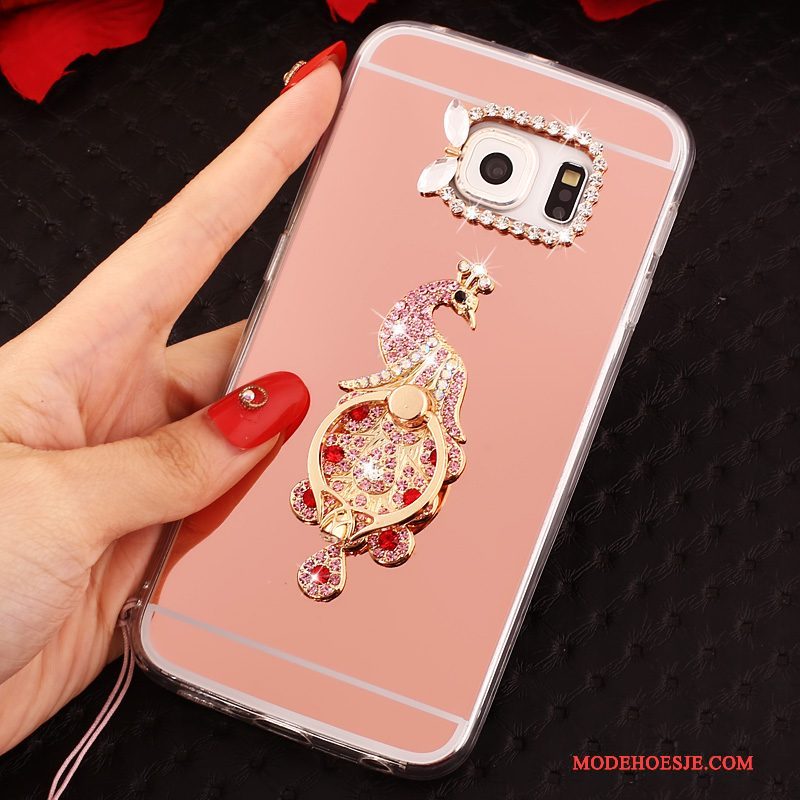 Hoesje Samsung Galaxy S6 Edge Scheppend Hanger Ring, Hoes Samsung Galaxy S6 Edge Bescherming Telefoon Roze