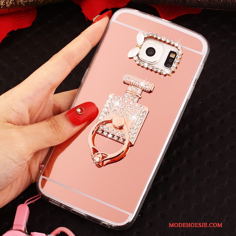 Hoesje Samsung Galaxy S6 Edge Scheppend Hanger Ring, Hoes Samsung Galaxy S6 Edge Bescherming Telefoon Roze