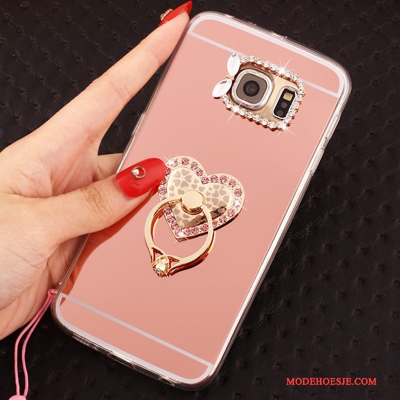 Hoesje Samsung Galaxy S6 Edge Scheppend Hanger Ring, Hoes Samsung Galaxy S6 Edge Bescherming Telefoon Roze